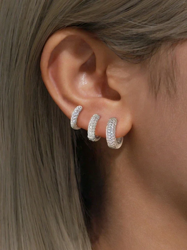 925 Sterling Silber 12 mm-16 mm Halbkreis-Ohrringe für Jahrestag, Geburtstag, Geschenk, Dating, Alltagskleidung, hochwertiger edler Schmuck – Detail 1