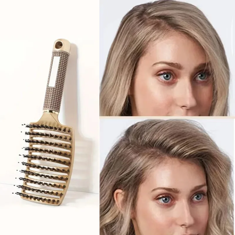 

Women's Boar Bristle Exfoliating Comb Flexible Massage Comb Detangling Comb Suitable for Wet or Dry Hair for Real Hair and Wigs