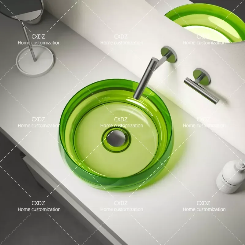 Transparent Resin Washbasin Above Counter Basin Crystal Art Sink for Home Hotel Bathroom High End Modern Design Vessel Sink