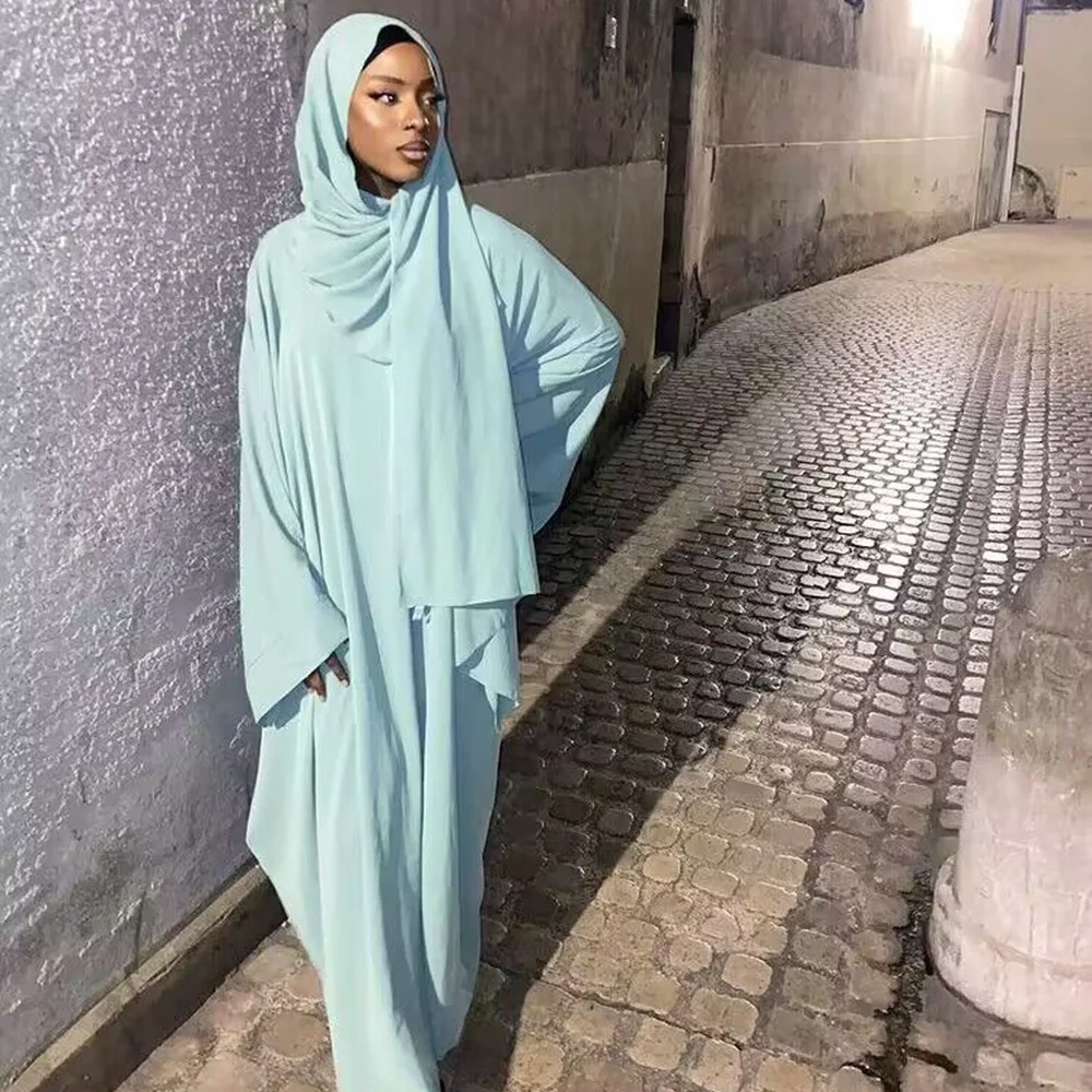 

Plain Abaya Mulsim Ramadan Prayer Long Dress Women Nida Batwing Sleeve Hijab Robe African Dresses Islam Dubai Modest Abayas