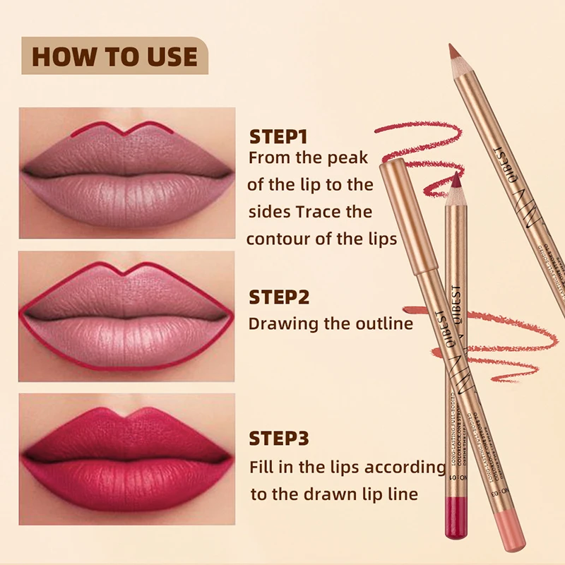 12 Colors Lip Pencils Matte Lipliner Pencil Waterproof Lipstick Lip Liner Pen Smooth Nude Lipstick Pens For Lips Makeup