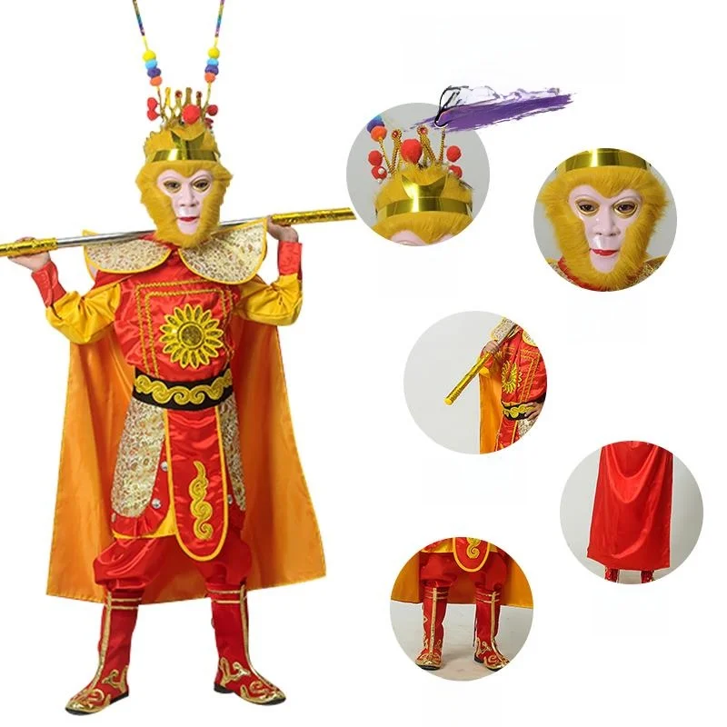 

loween Cosplay Costume Children's Performance Outfit Monkey King Sun Wukong Boys Girls Clothing Traditional Chinese Opera