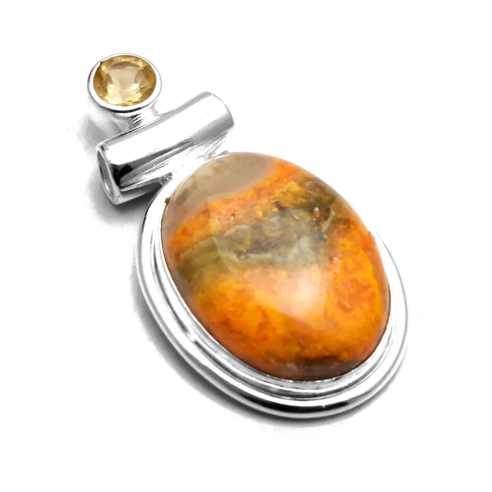 

Genuine Bumble Bee Jasper Pendant 925 Sterling Silver, 32 mm, AP8083
