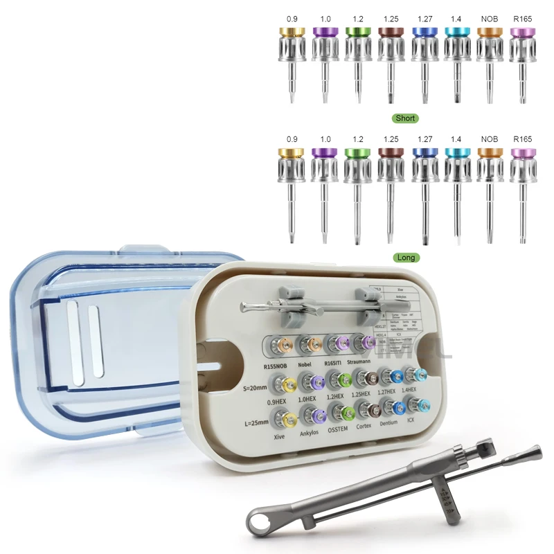 Colorful Dental Torque Ratchet 16 PCS Implant Screw Kit Handuse Dental Universal Repair Tools Prosthetic Kit