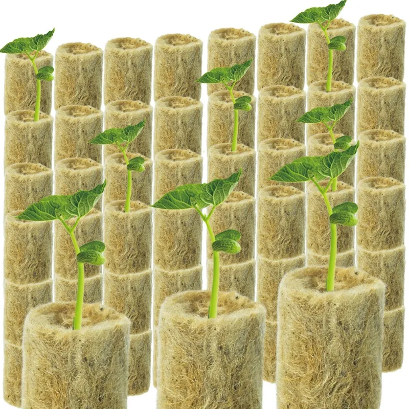 10/200PCS Planting Sponge Stone Wool Starter Plugs Hydroponic Grow Media Cubes Home Greenhouse Garden Pots Seedling Plant Block