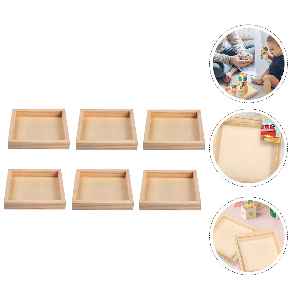 6 Pcs Kids Puzzles Tray Sorting Trays for 3D Wooden Blocks Snack Serving Storage Pallet Child