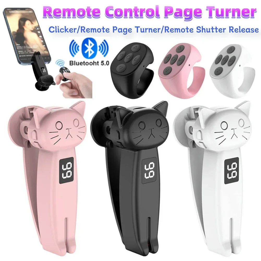 Remote Control Page Turner for Kindle Paperwhite Bluetooth-Compatible 5.3 Camera Shutter Smart Phone Screen Auto Clicker