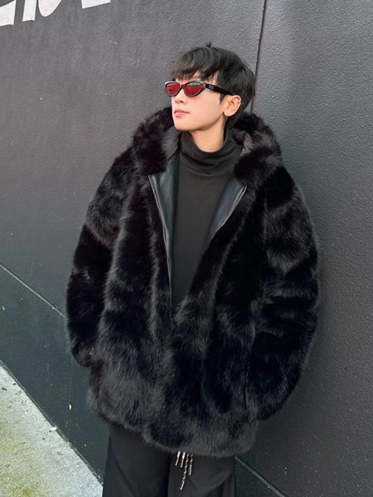 

Winter Faux Mink Fur Hooded Coat Men's Ombre Oversized Padded Jacket Unisex Faux Fur Cotton Parkas Street Luxury Warm Outerwear