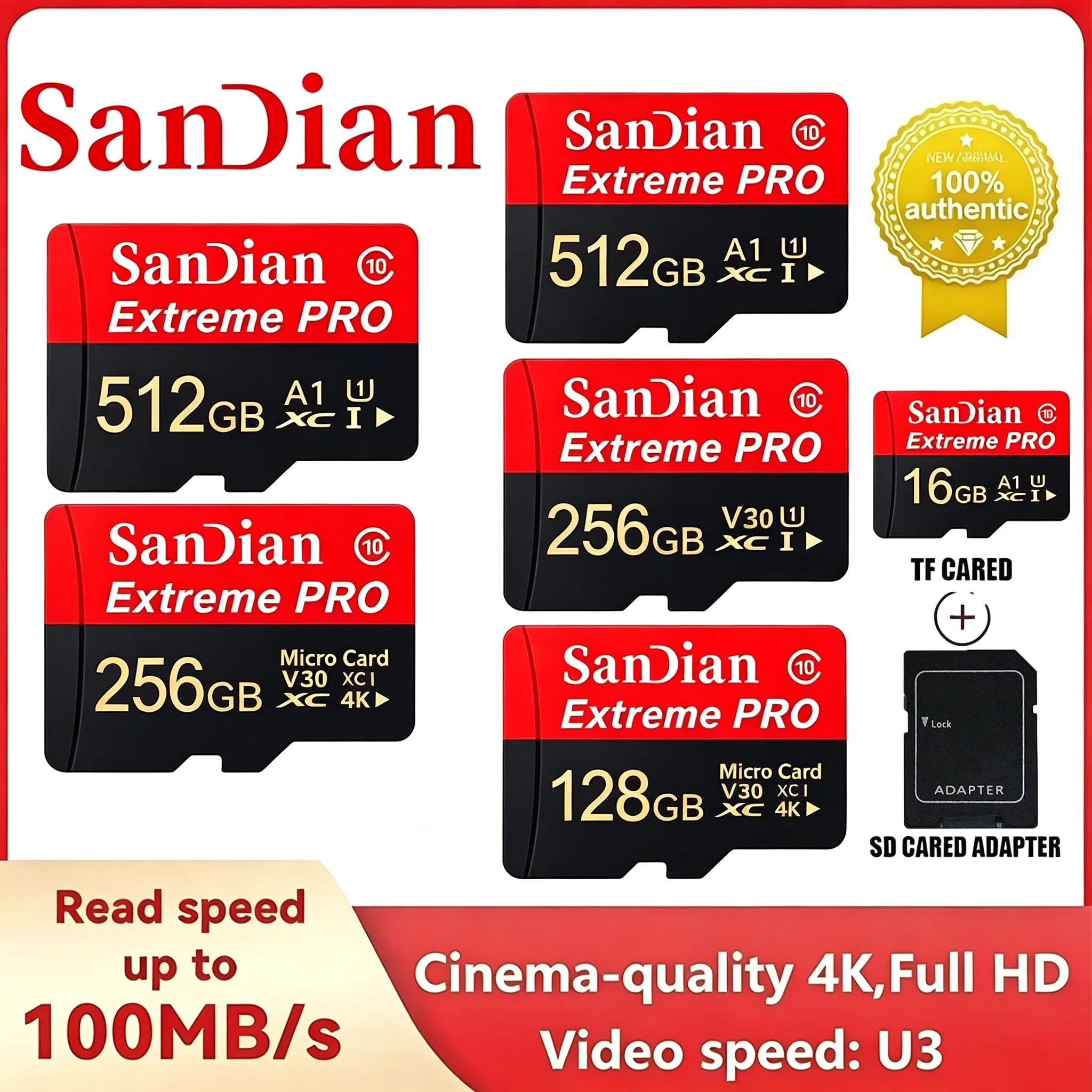 Superior Micro TF SD Card 128GB 64GB 512GB TF Cards SD Cards Memory Card A2 for Drone/Laptop/Gaming Console/Speaker/PC Mac