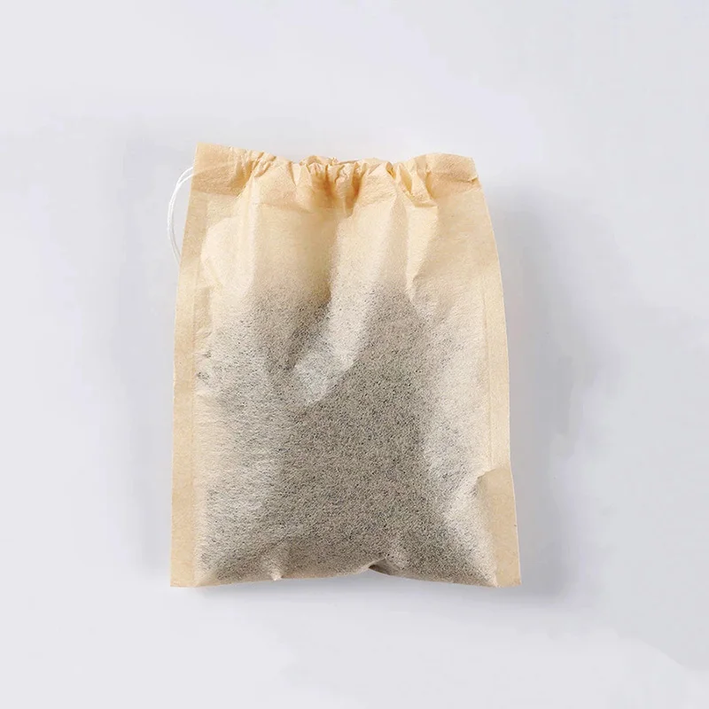 Sachets de thé en papier filtre biodégradable, sachet de thé de qualité alimentaire, écologique, avec cordon de serrage, poudre de feuille libre, passoire de phytothérapie, 100 pièces