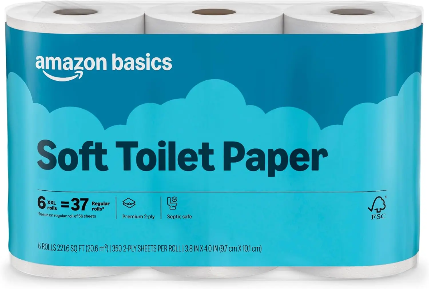 

2-Ply Soft Toilet Paper, 6 Rolls, 350 Sheets per Roll, Septic Safe, Great Value