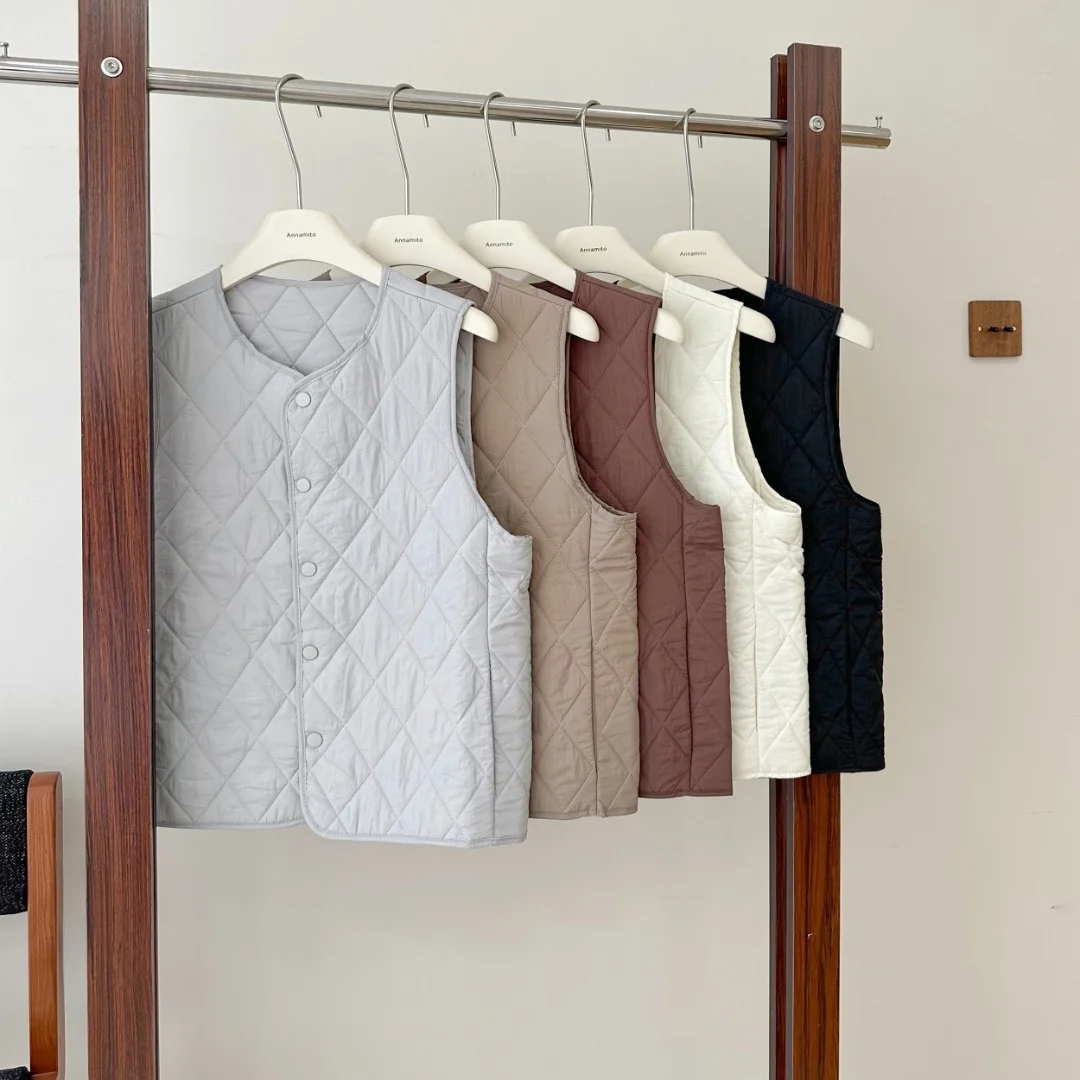 

Легкий теплый шерстяной жилет, осень-зима 2022, универсальный термослойный женский топ с ромбовидным узором, круглый, обычная длина