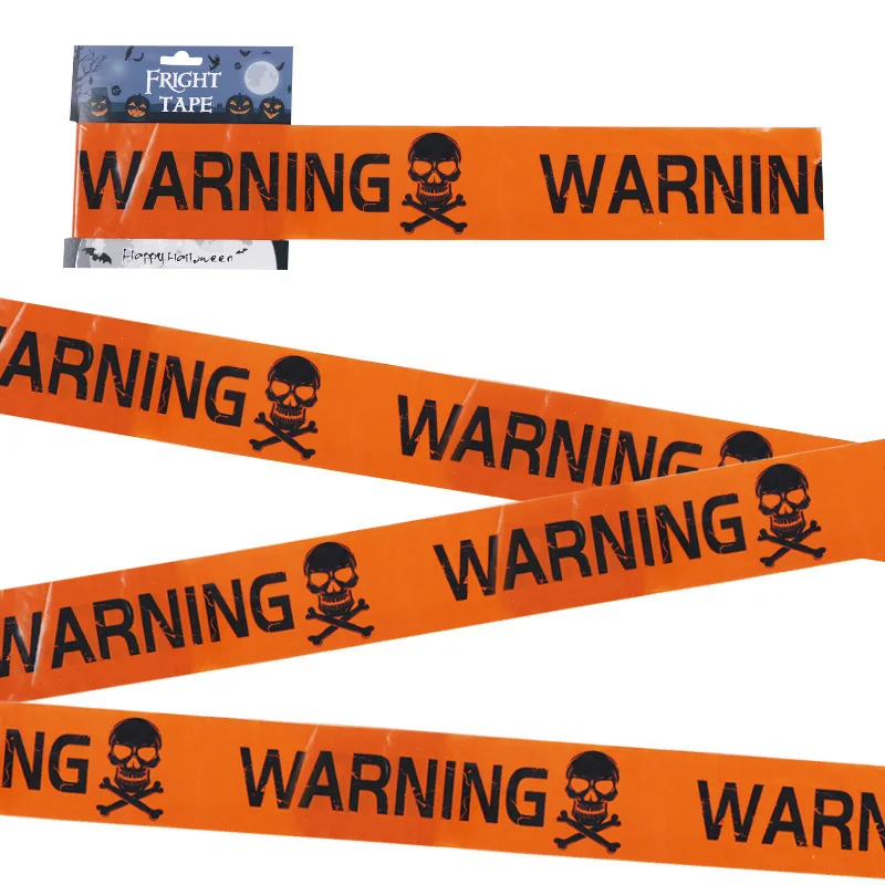 Halloween Warning Tape Orange Yellow Red Safety Signs Caution Fright  Crime Scene Tape Caution Party Horror Scene Decor Supplies