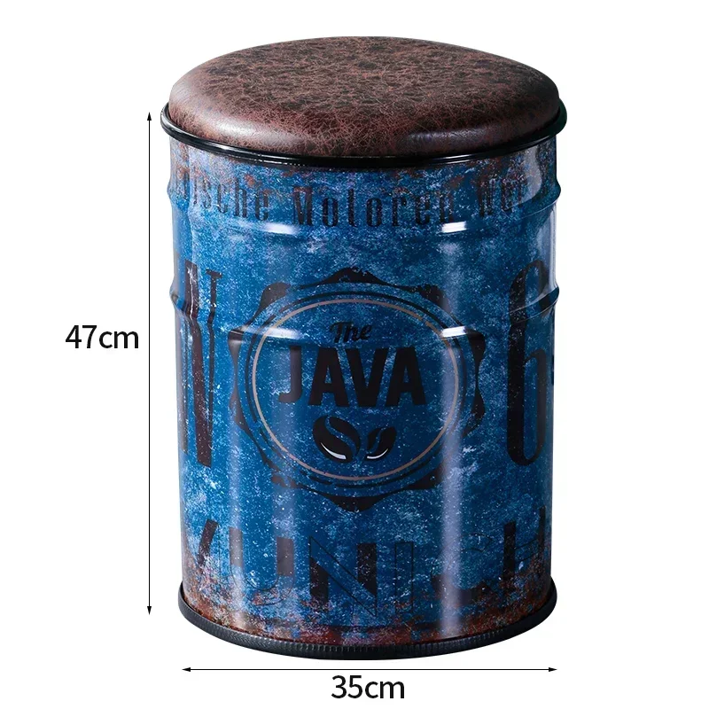 Vintage Bar Cartoon Iron Storage Stool Living Room Paint Dining Chair Household Stackable Anti Slip Small Round Bench