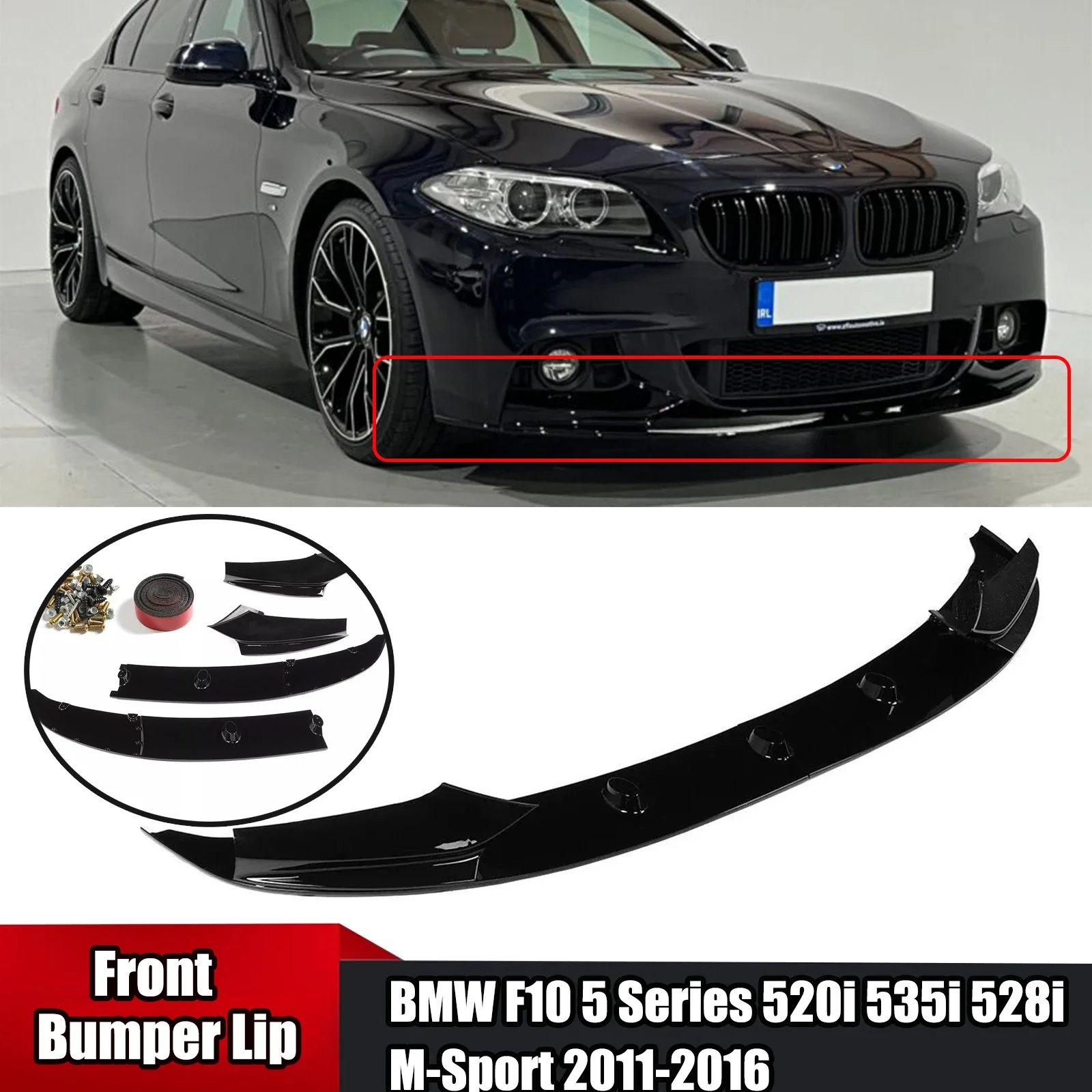 

Для BMW F10 5 серии 535i 528i M Sport 2011-2016 Автомобильный передний бампер, накладка на губу, комплект кузова, диффузор, разветвители из углеродного волокна, стиль 2015