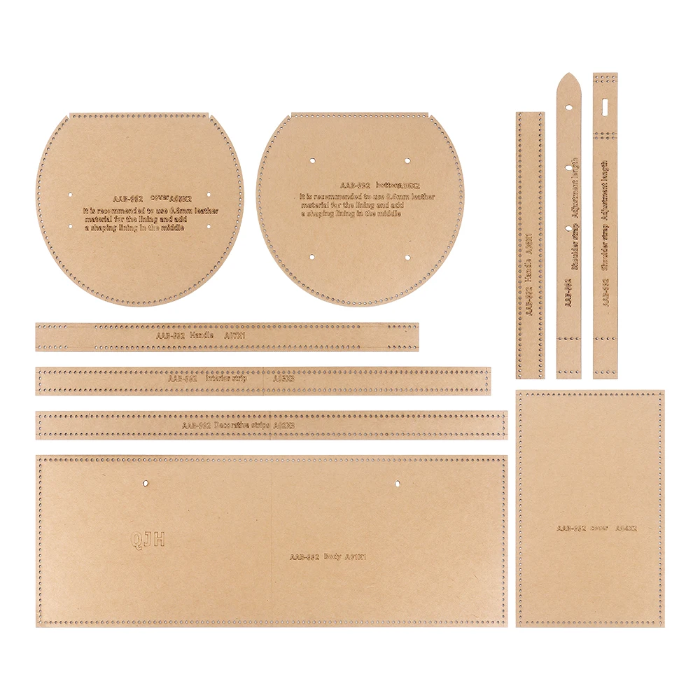 DIY Round Bucket-Shaped Handbags Making Stencils, Shoulder Bags Kraft Paper Templates, DIY Leather Crafts Sewing Patterns