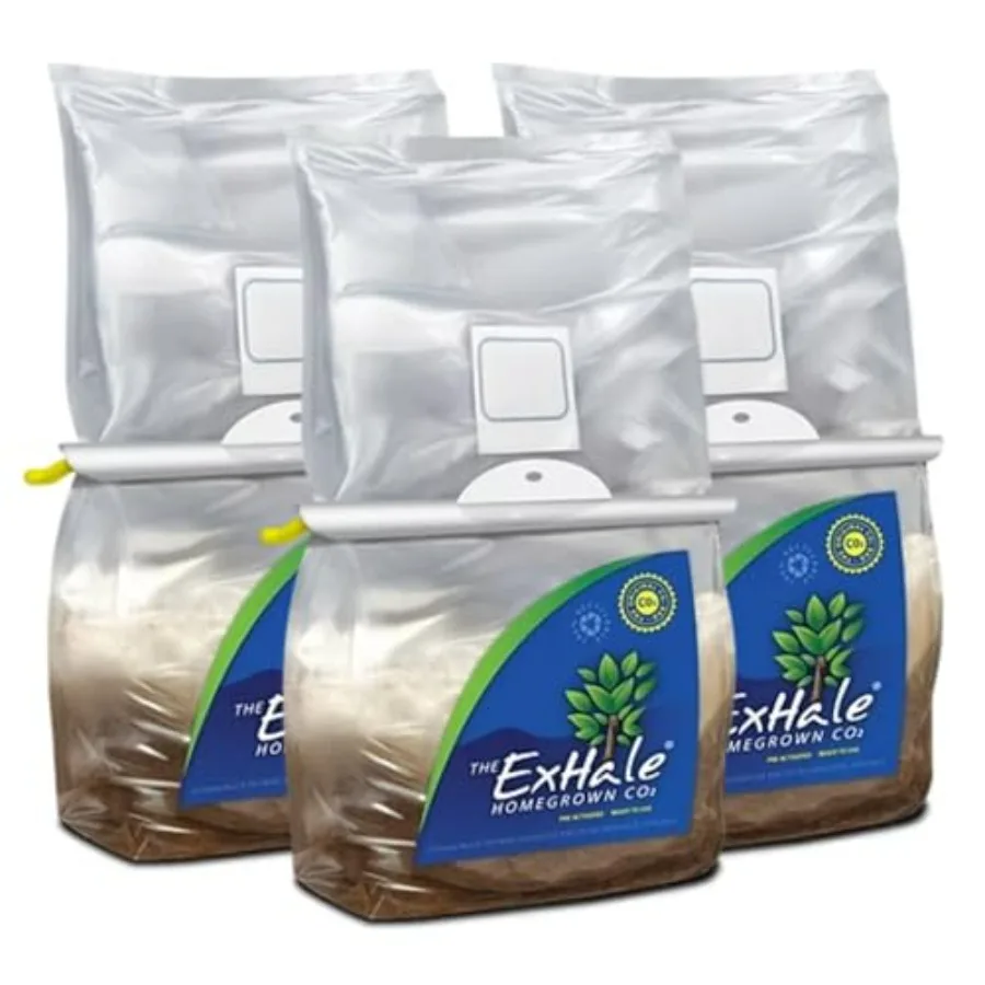 Indoor grow rooms: Mycelium-infused CO2 grow bag, beige, 6-month CO2 enrichment, 4 lbs each, pack of 3