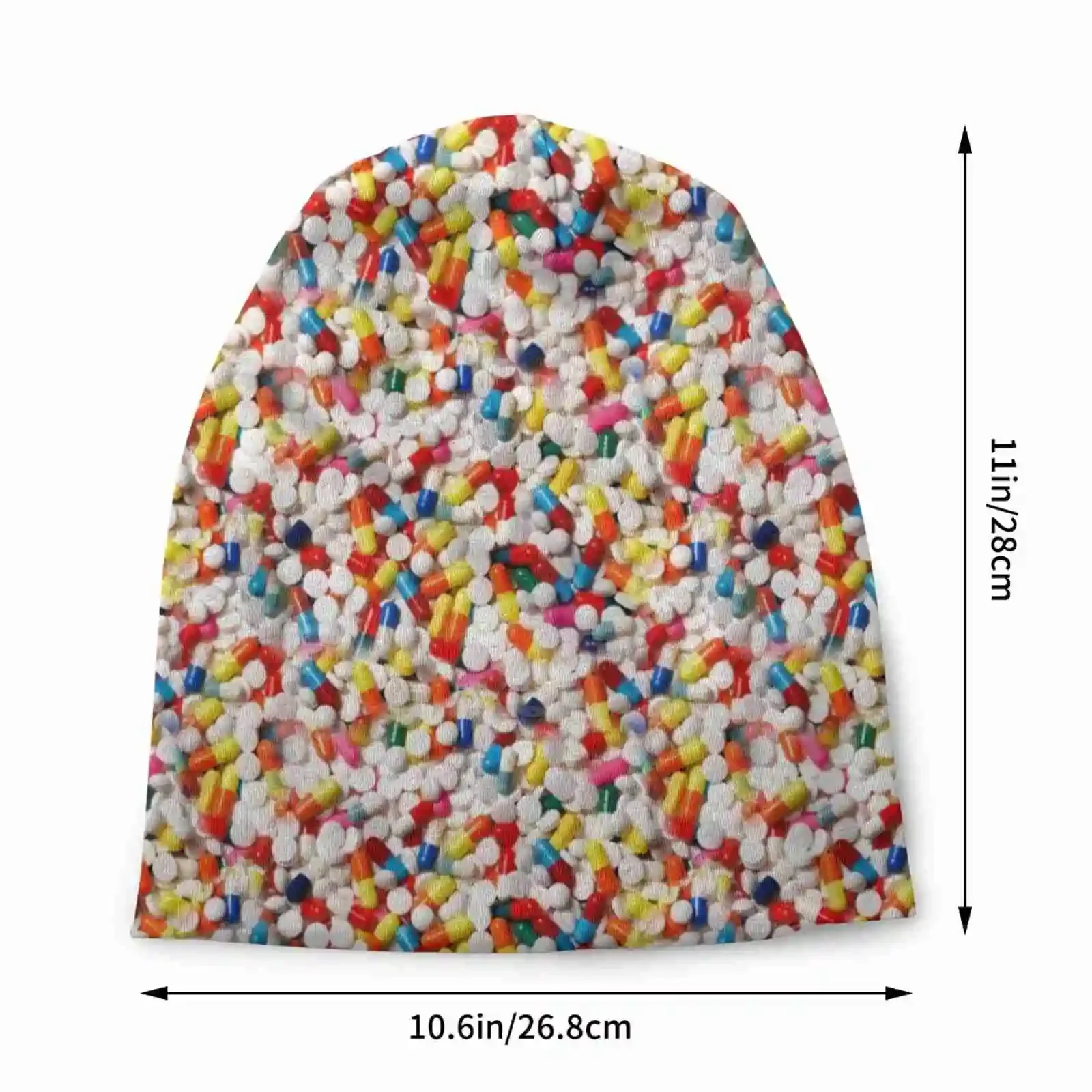 Pill Pattern Knitted Hat Warm Beanie Outdoor Caps Pills Medicine Hipster Stoner Cool Colorful Pattern Doctors Nurses Nursing