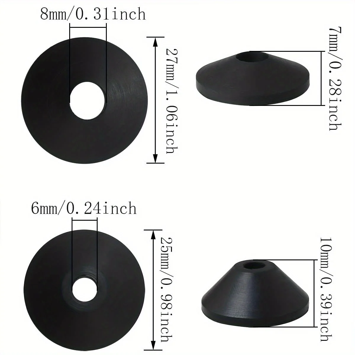 12pcs Conical Toilet Bolt Rubber Washer Kit-M6 & M8 Sizes, Leak-Proof Bolt Gaskets for Toilet Tank Maintenance & Installation