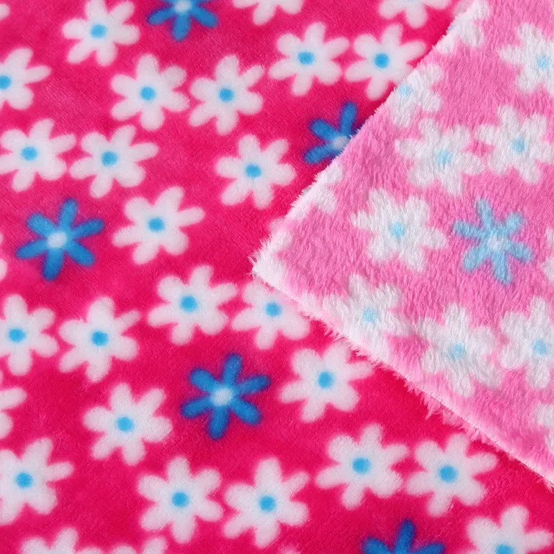 Flannel coral fleece fabric printed cloth high quality velvet clothing super soft cotton wool blanket plush Handmade Sewing warm