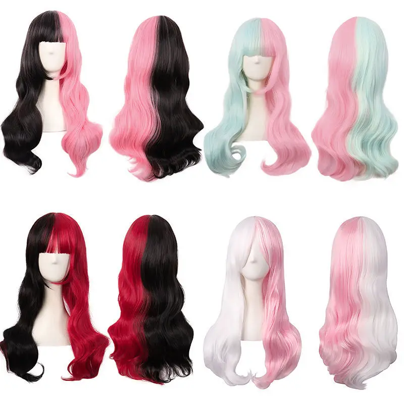 

Synthetic Black Pink Anime Party Hair Wig Heat Resistant Ladies Wigs