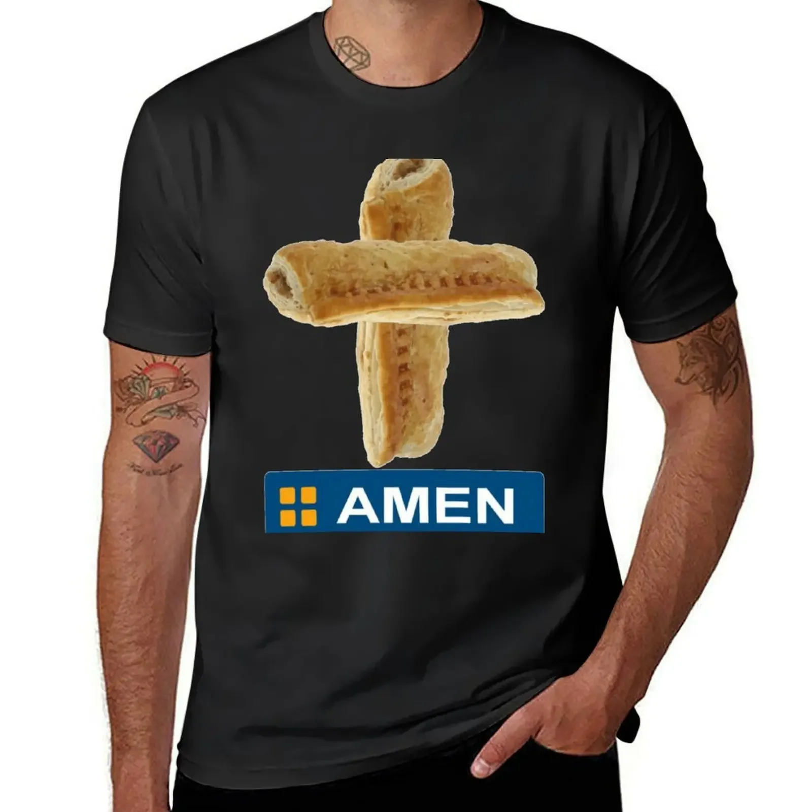 AMEN Greggs Style Sausage Rolls T Shirt T-Shirt graphics sweat plain anime mens t shirts casual stylish