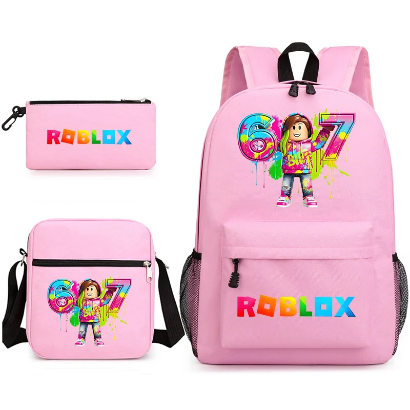 

Roblox 67 Characters Printed Backpack Set for Girls Schoolbag Crossbody Bag with Pencil Case 3 in 1 Student Gift