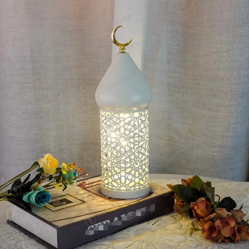 مصباح LED لرمضان مبارك مينار، مجوف معدني، زينة تزيين طاولة الطعام لسطح المكتب لعيد الفطر #5