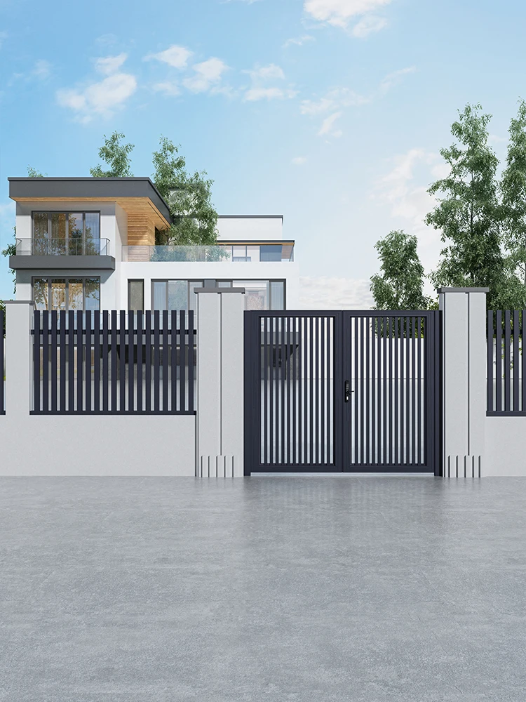 Aluminum art courtyard door guardrail fence community villa door aluminum garden fence gate fence railing