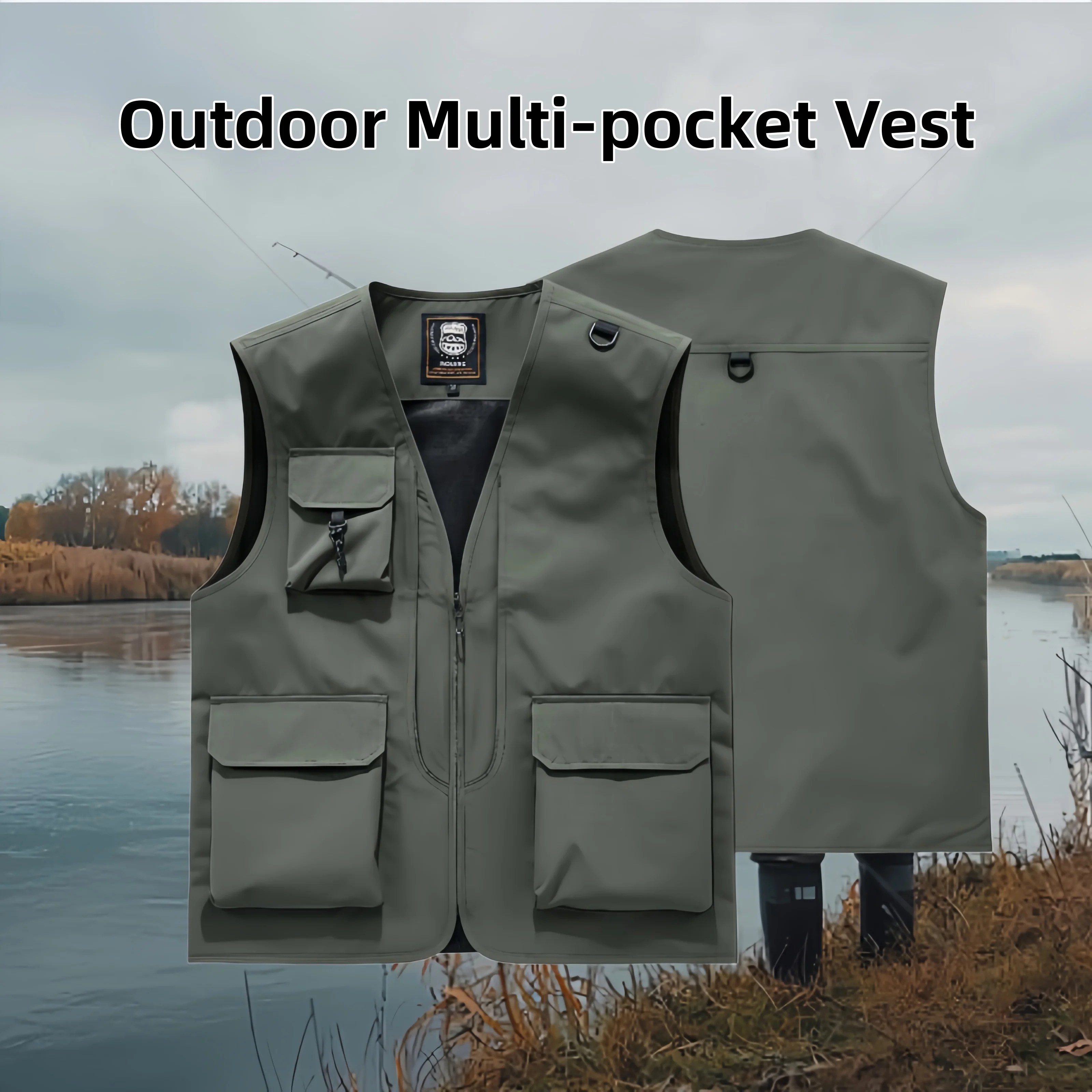 

2025 New Men's Vest Multi-Pocket Thin Trend Mesh Breathable Detachable Waistcoat Outdoor Mountaineering Fishing Casual Vest Male