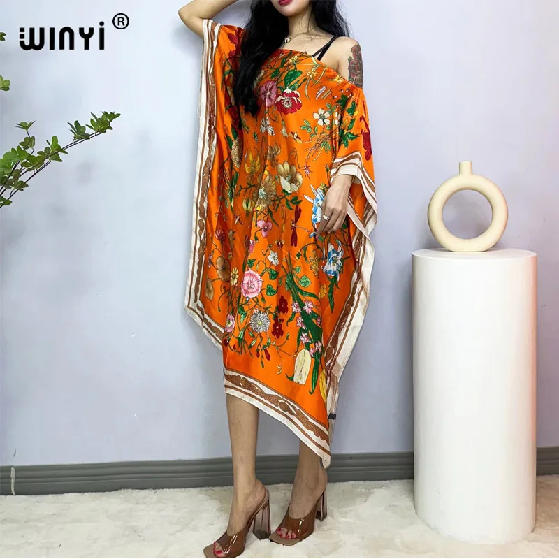 WINYI-Robe de plage africaine de bonne qualité, mode africaine, caftan imprimé, maxi, été, bohème, 2023