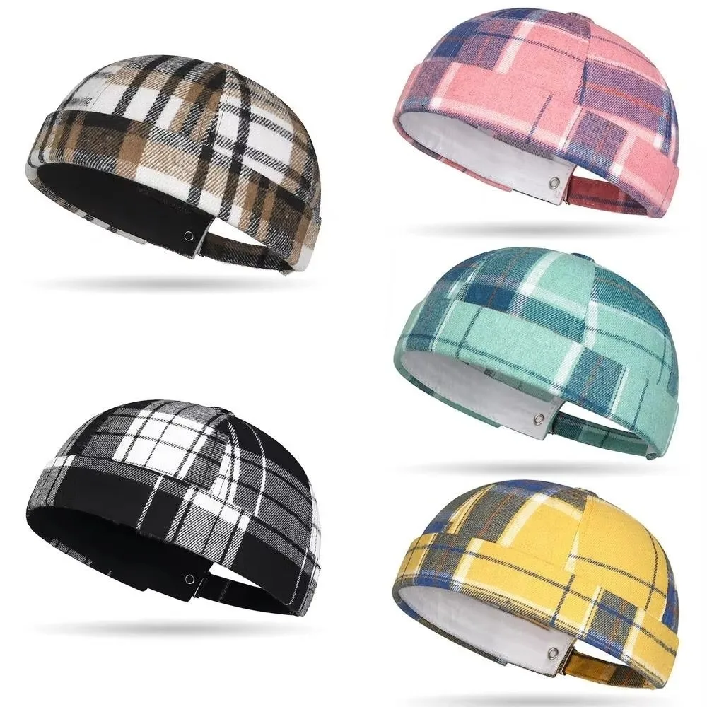 كبير متقلب البطيخ الجلد تانغ قبعة تنفس قابل للتعديل جولة أعلى قبعة صغيرة منقوشة المالك قبعة دوكر قبعة Brimless قبعة #2