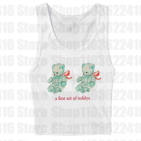 Y2k Youthful Woman Clothes Teddy Bear Graphs Print Crop Top Fashion Street Tshirt Summer Casual Creativity T-shirt Tanks & Camis