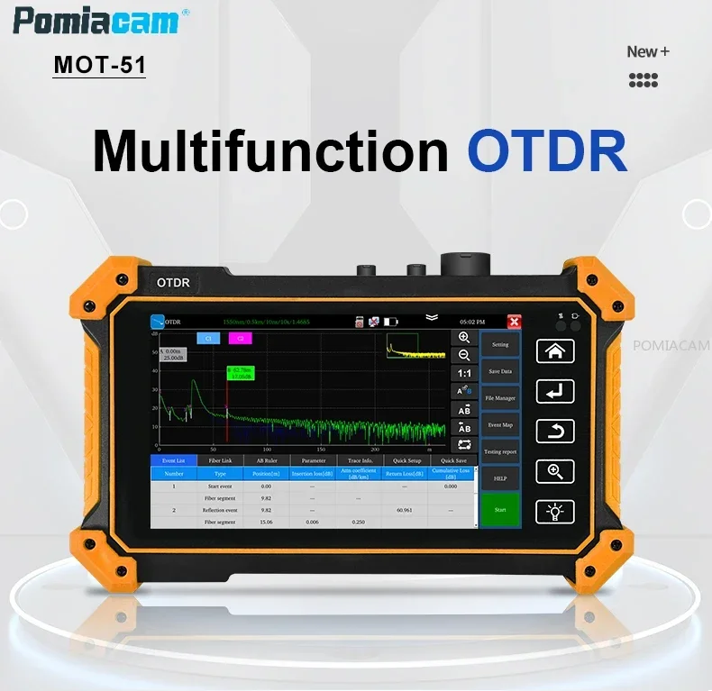 MOT-51 Fiber Tester and Cable Diagnostics Tool with 5.55-inch OLED Power Meter and Fault Locator touch screen Cable tester