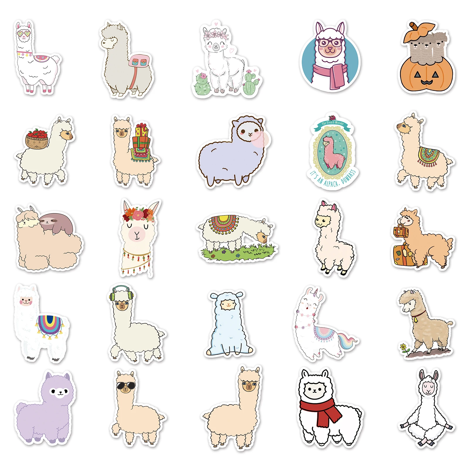 50pc Alpaca series Cartoon Cute Graffiti Stickers Suitcase Laptop Guitar Skateboard Personalized Decoration Stickers