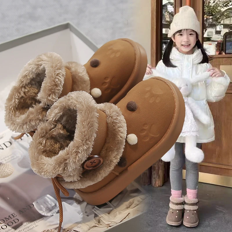 

Winter Kids' Plush Boots - Thick Warm Padded Cotton, Anti-Slip Sole, For Boys & Girls (Teenager Sizes Included)