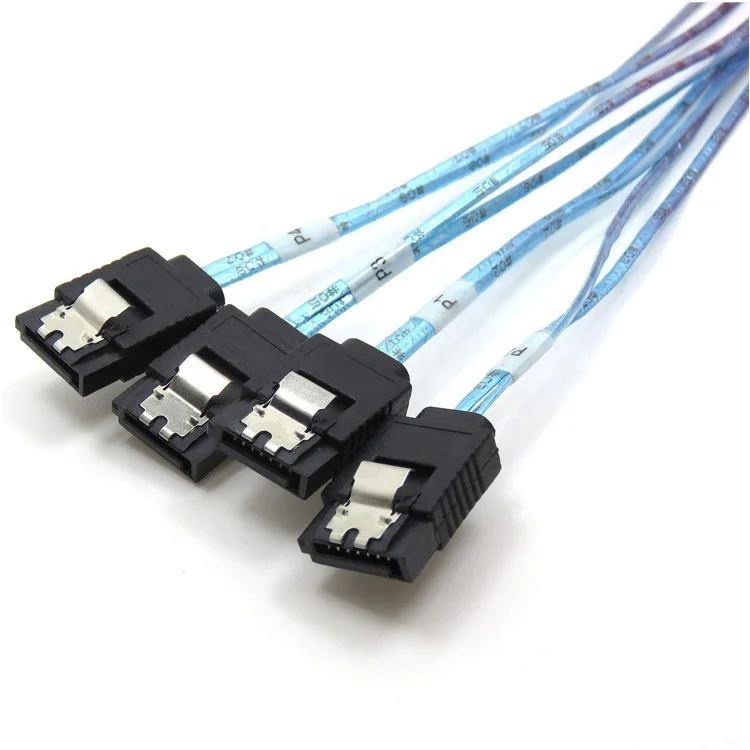 外部 Mini SAS 36Pin (SFF-8088) オス - 4 SATA 7Pin メス (ラッチ コントローラー ケーブル付き)