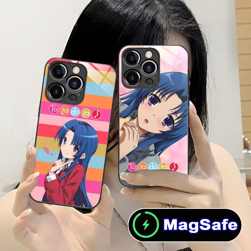 

Чехол для телефона Toradora Kawashima для iPhone 17 16 15 14 13 12 11 Air Pro Max Plus Mini MagSafe, стеклянный, цветной