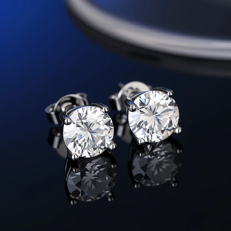 Heiße 0,5-2,0CT Echte Moissanit- und Zirkon-Ohrringe, Schöne S925 Sterling Silber Hochwertige Glänzende Hochzeitsschmuckstücke – Detail 17