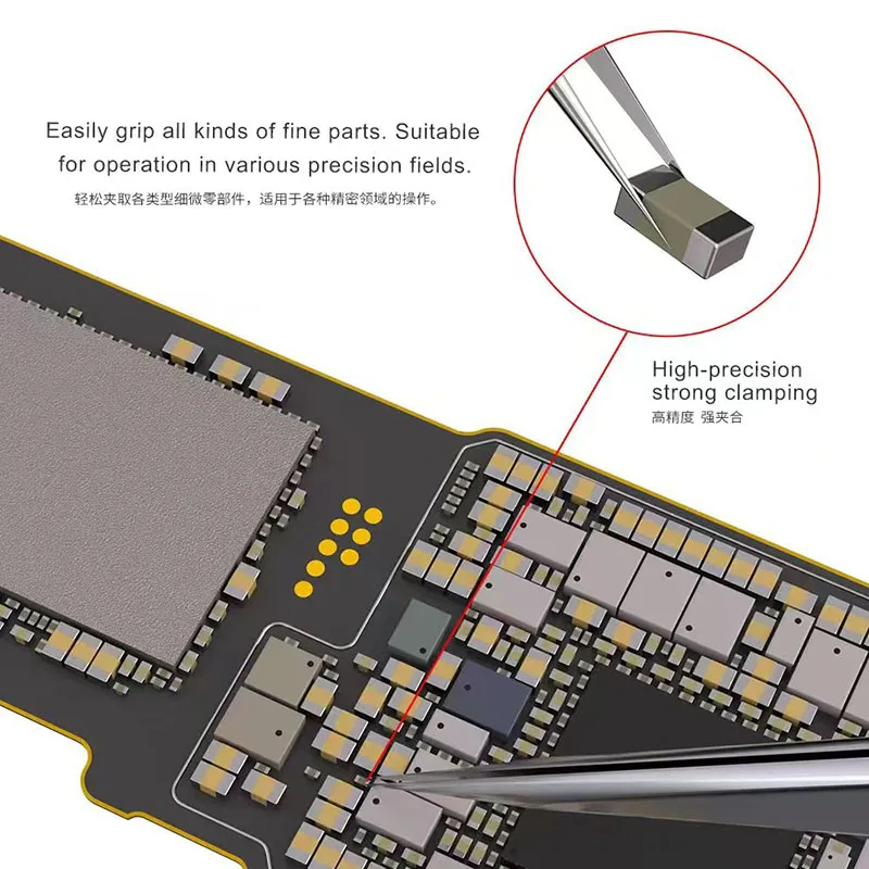 Pinzas de aleación de titanio no magnéticas Mijing NZ-16 Ultra precisas y resistentes a la corrosión para agarrar chips y componentes finos