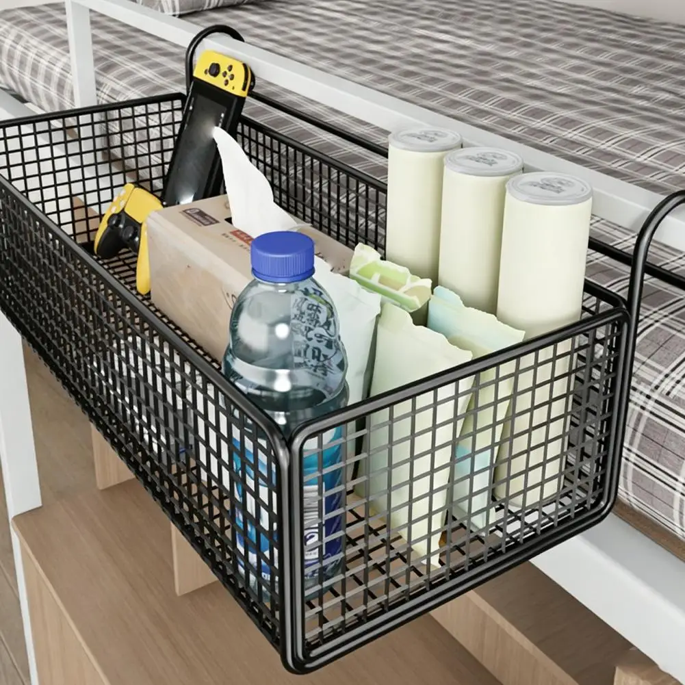 Bedside Shelf Hanging Storage Basket Wire Organizer Tray For Bunk Bed Dormitory Railing Book Phone Rack Holder