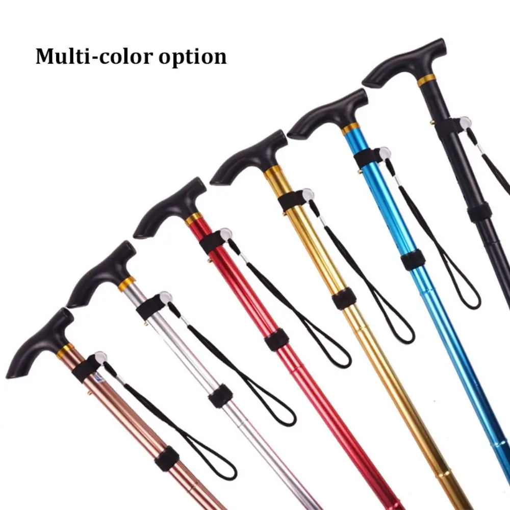 Lightweight Telescopic Trekking Stick 5-Section Adjustable Crutches Portable Strengthen Walking Cane for Adults Elderly People