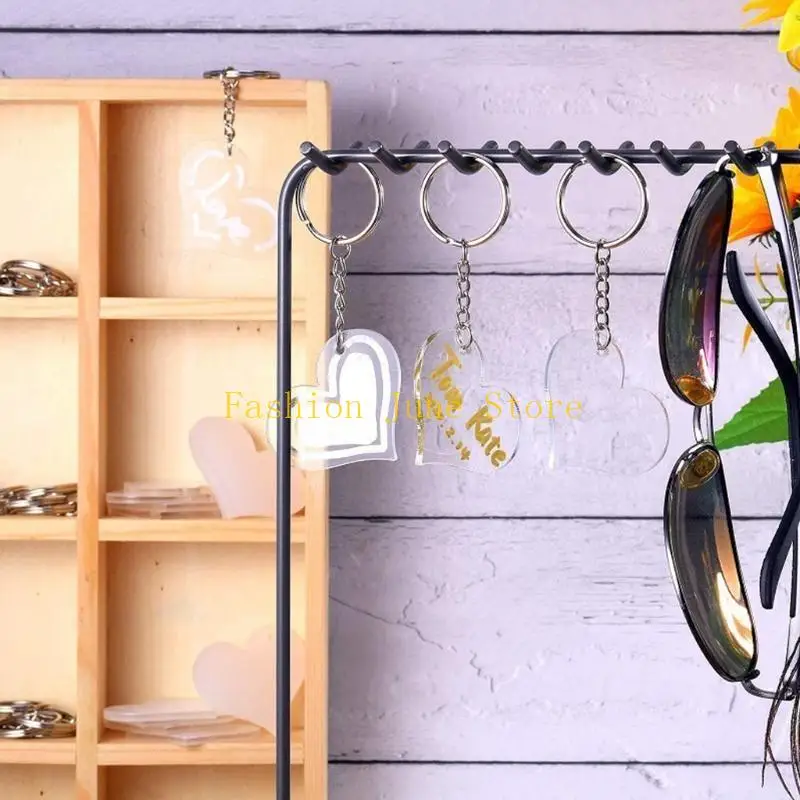 

N5KA 90 шт. акриловые диски с прозрачным сердцем, брелок-заготовка, подвески, красочная кисточка для брелоков для рукоделия,