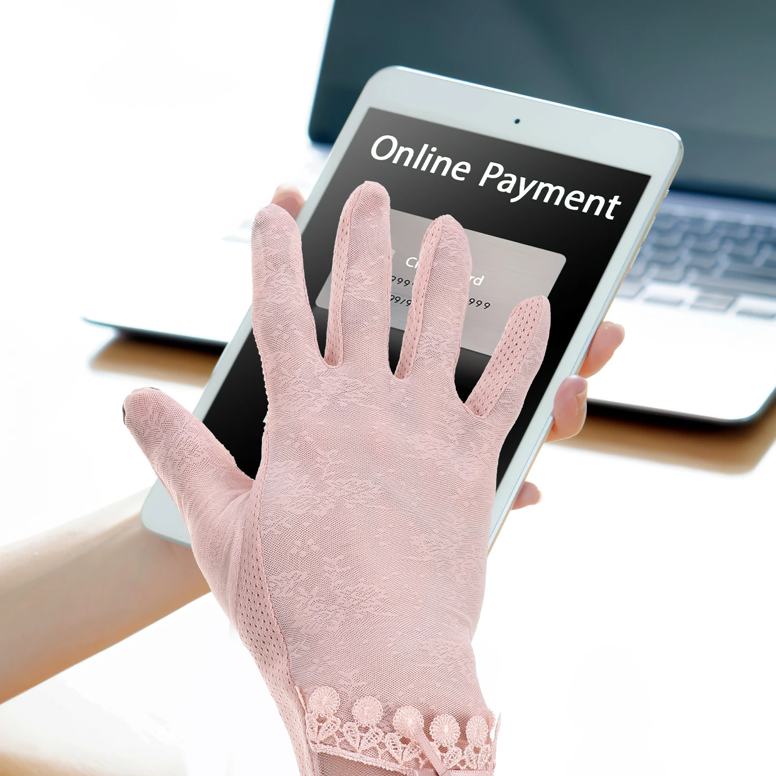 

Sunscreen Touch Screen Gloves Women Lace Outdoor Cycling Hiking UV Protection Lightweight Breathable Soft Touchscreen Sensitive