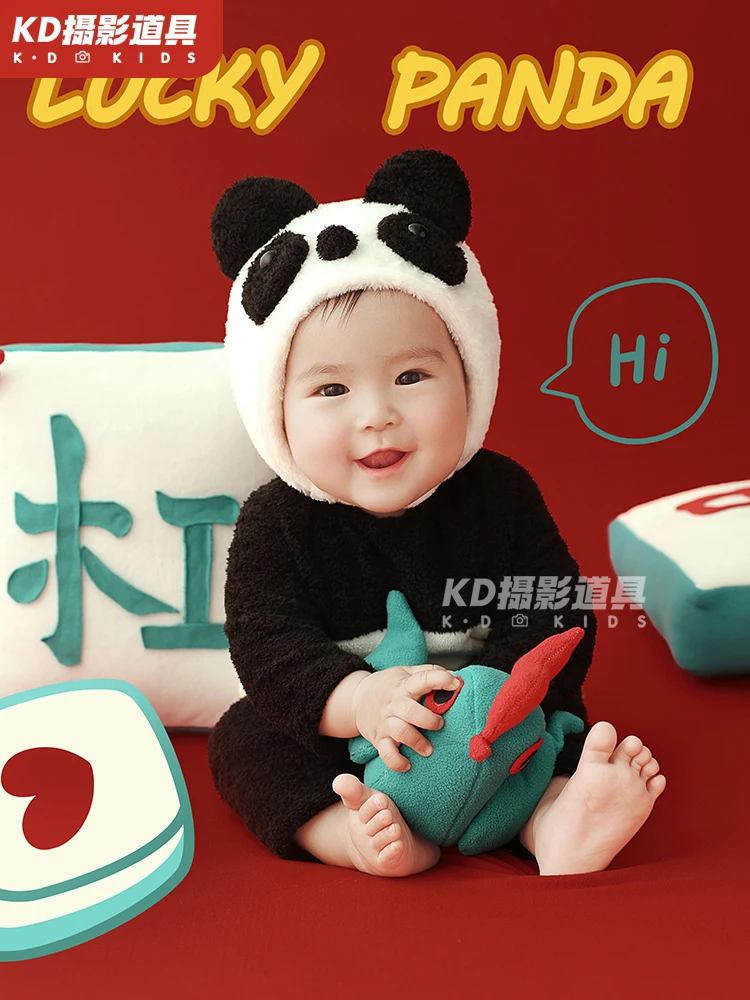 Babys hundred day photo hundred day sunshine new panda themed photo childrens photography clothing 신생아촬영  아기 코스프레