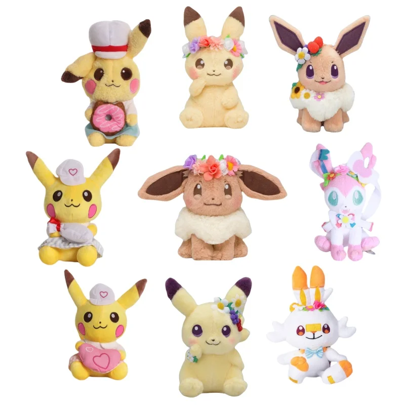 Easter Spring Festival Pokemon Eevee Pikachu Plush Toys Kawaii Scorbunny Ponyta Sylveon Pawmi Plush Doll  Xmas Gift For Children