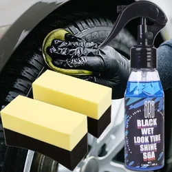 Black Wet Look Tire Shine Dressing Automotive Clear Coat Tire Dressing Spray Glossy Wet Tire Rubber Refurbishment Repair Agent