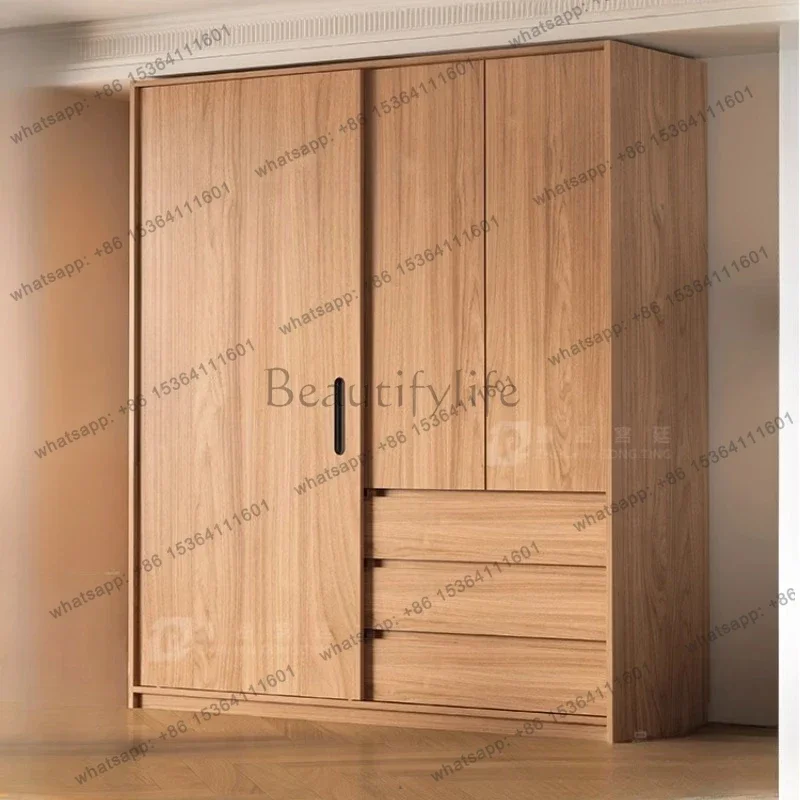 Factory Direct Side Double Wardrobe Oak Sliding Door House Organizer Open Storage Wardrobes Cabinet Bedroom Mueble Para Ropa Nor