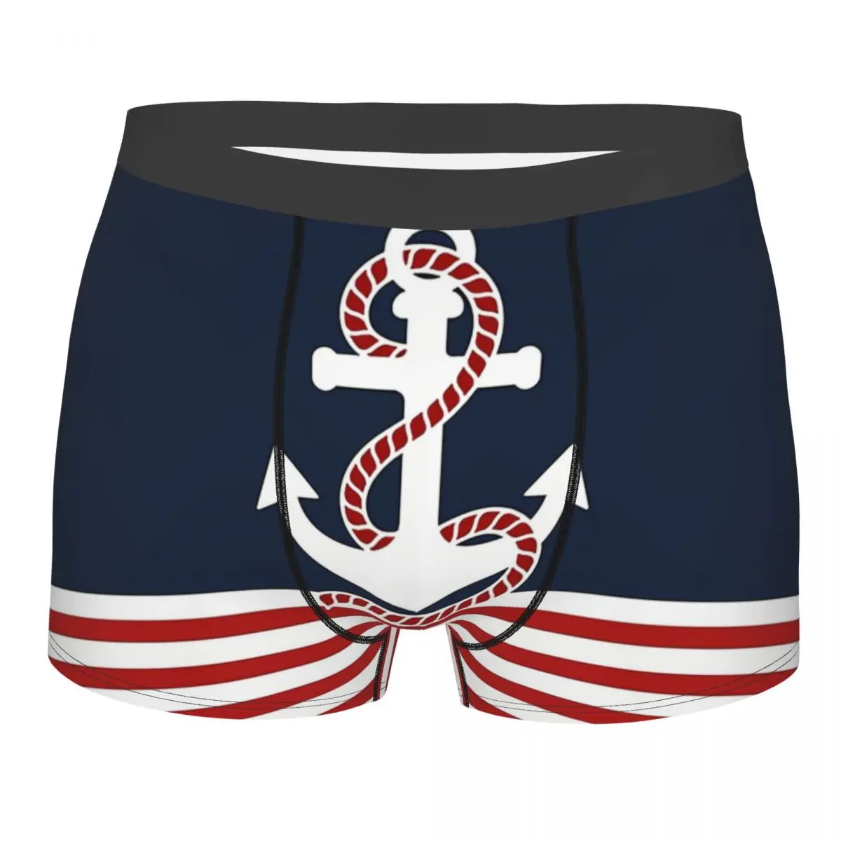 Anchor Nautical Red Stripes Underpants Homme Panties Men's Underwear Comfortable Shorts Boxer Briefs