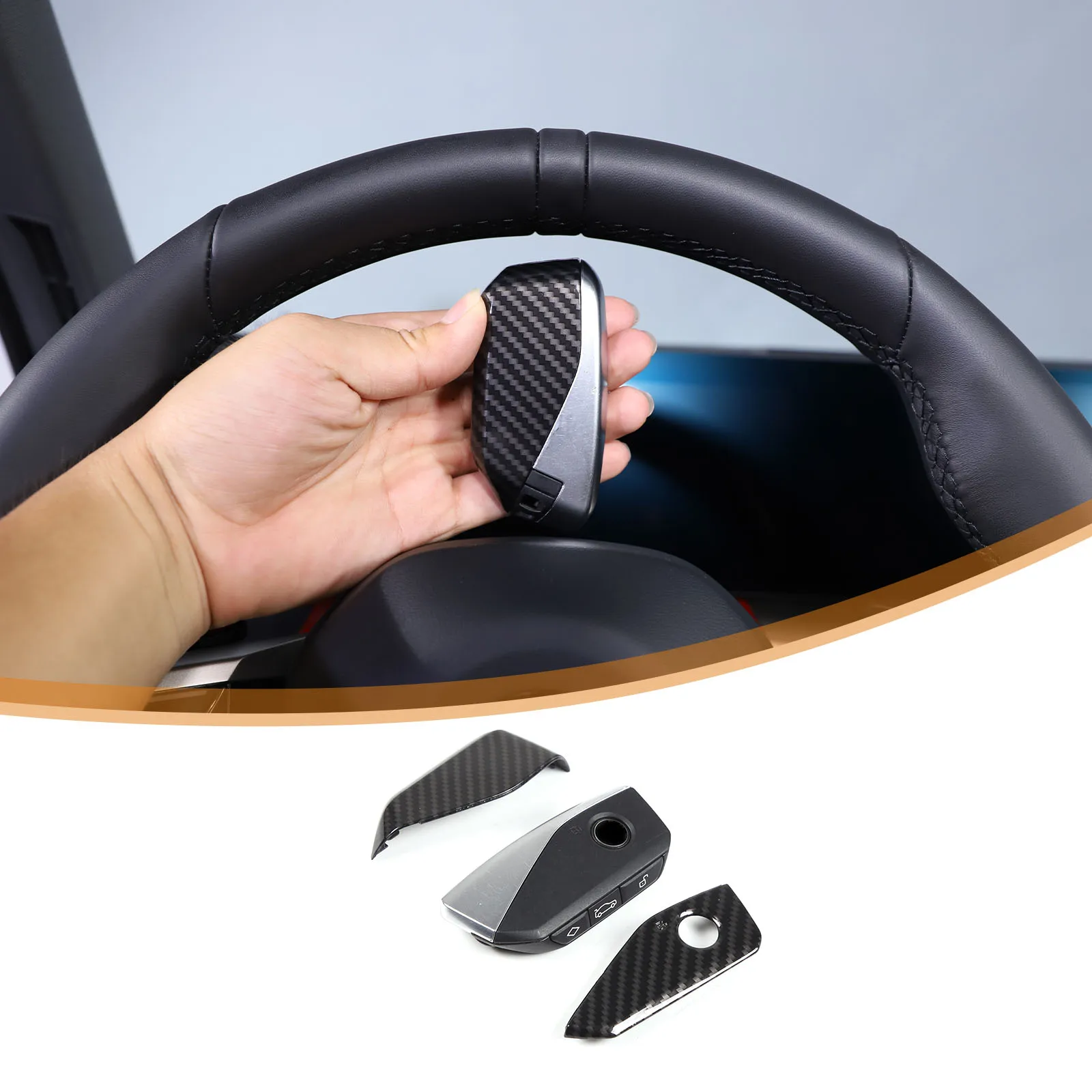 ABS Carbon Fiber Pattern Car key shell replacement shell For BMW I7 X7 G07 LCI IX I20 X1 U11 7 Series G70 G09 XM U06 G81 M3